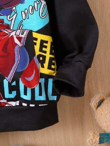 SHEIN Perso Play 男婴卡通字母图案卫衣 - 彩色 - 查看 3