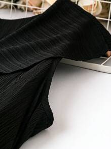 Celure Talla grande Vestido con cinturón unicolor - Negro - Ver 4