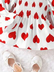 SHEIN 少女心印花荷葉邊袖荷葉邊襯衫