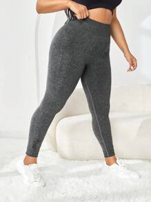 Easithlete Hơn Đồ họa Chữ cái Kiểm soát bụng Quần Xà cạp thể thao - Xám - Xem 3