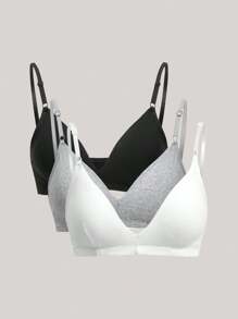 3pack Plain Wireless Bra Set - Multicolor - View 7