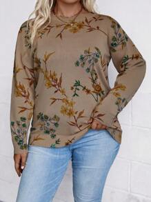 SHEIN LUNE 大碼花卉圖案套頭毛衣