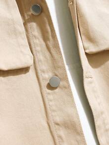 Manfinity Hypemode Lỏng lẻo phù hợp Nam Áo khoác denim Với Flap túi Không có - Màu Khaki - Xem 5