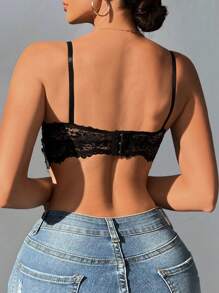Sujetador con encaje floral - Negro - Ver 2