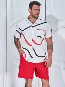 Manfinity Homme Nam Plus In Đồ họa Áo sơ mi & Quần short - trắng - Xem 6