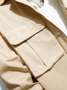 Manfinity Hypemode Lỏng lẻo phù hợp Nam Áo khoác denim Với Flap túi Không có - Màu Khaki - Xem 4