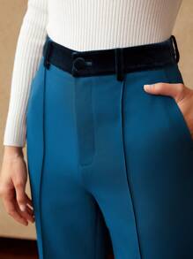 MOTF PREMIUM 滌綸前接縫西裝褲 - 水鴨藍 - 查看 3