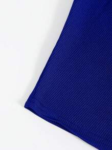 INAWLY Plus Cut Out Ribbed Knit Asymmetrical Neck Crop Top