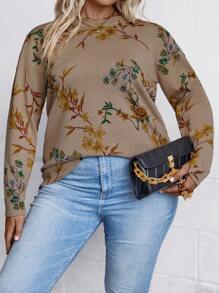 SHEIN LUNE 大碼花卉圖案套頭毛衣