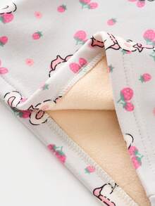 Cô Gái Trẻ Thỏ & In Dâu tây Tương phản ràng buộc Bộ PJ - Màu Xám nhạt - Xem 3