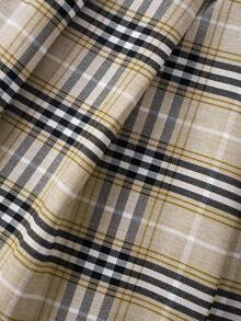 SHEIN Chica preadolescente de cuadros con patrón de dibujos animados de cuello exagerado Pullover & Falda fruncido - Albaricoque - Ver 6