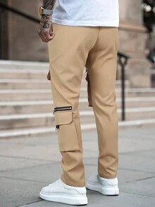 Manfinity EMRG Men Flap Pocket Side Drawstring Waist Cargo Pants - Ginger - View 2