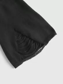 ROMWE Goth 加十字圖案破洞短款毛衣 - 黑色 - 查看 3