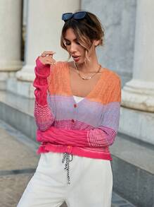 SHEIN Essnce 撞色前紐扣開襟衫 - 彩色 - 查看 6