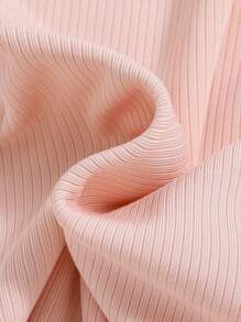 SHEIN Tween Girl Solid Lettuce Trim Tee - Baby Pink - View 4