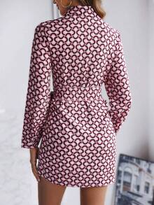 SHEIN Clasi Allover Print Knot Side Wrap Dress - Pink - View 4