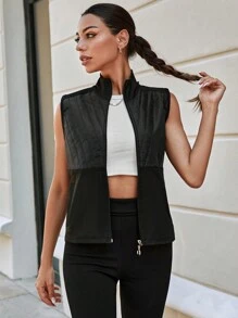 RueChic Zip Up Vest Jacket - Black - View 3