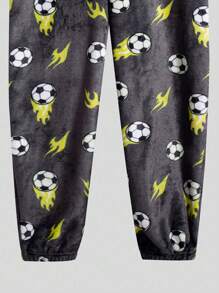 SHEIN Tween Boy Soccer Print Hooded Sleep Jumpsuit - Multicolor - View 11