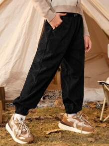 SHEIN Tween Boy Slant Pocket Pants - Black - View 7