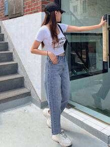 DAZY Quần legging thẳng - Rửa nhẹ - Xem 3