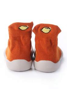 1pair Fashionable Embroidered Solid Color Anti-slip Shoe Bottom Soft Sole Baby Socks Infant Toddler Sport Shoes Baby Booties - Orange - View 4