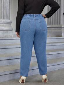 SHEIN Essnce Plus High Waist Mom Fit Jeans - Medium Wash - View 2