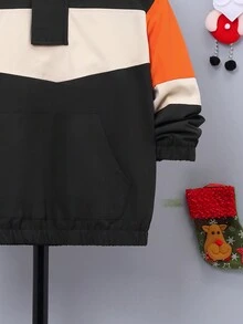 SHEIN Tween Boy Colorblock Hooded Thermal Lined Jacket - Multicolor - View 6