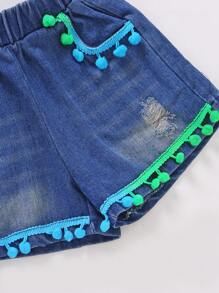 SHEIN 年輕女孩豹紋t恤和破洞牛仔短褲