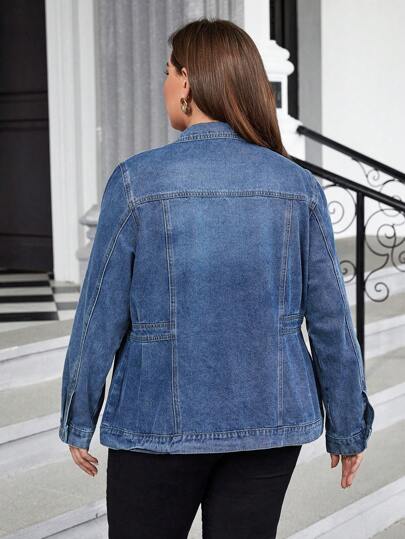EMERY ROSE Áo khoác denim có túi nắp gập thanh lịch