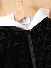 Baby Girl 1pc Letter Graphic Zip Up Bomber Jacket - Black - View 4