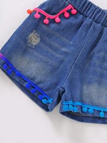 SHEIN 年輕女孩豹紋t恤和破洞牛仔短褲