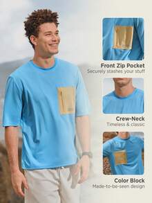 Manfinity Sport Corelite Men Pocket Patched Sports Tee Workout Tops - Baby Blue - View 2