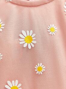 Baby Girl Floral Print Ruffle Trim Mesh Overlay Dress - Multicolor - View 4