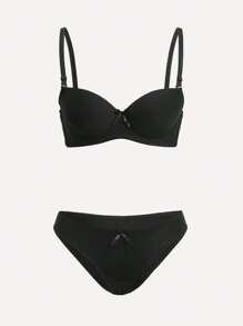 2sets Solid Underwire Bra & Panty Lingerie Set - Multicolor - View 7