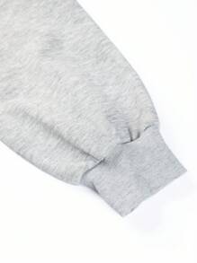 SHEIN EZwear 休閒貼布 假兩件/解構式字母大碼運動衫 - 灰色 - 查看 3