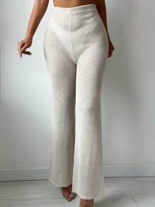 Summer Solid Cover Up Pants - Beige - View 1