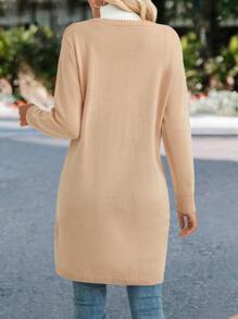 EMERY ROSE Double Breasted Drop Shoulder Asymmetrical Hem Cardigan Fall Cloth For Women