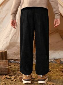 SHEIN Tween Boy Slant Pocket Pants - Black - View 3