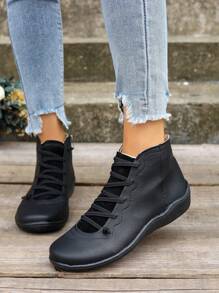 女性時尚黑色靴子合適的適用於各種各樣