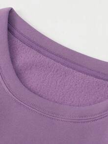 SHEIN EZwear 聖誕圖案加絨內裏運動衫 - 淡紫色 - 查看 5