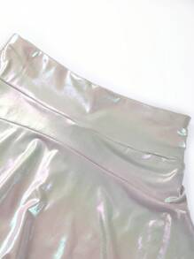 SHEIN ICON Holographic Patent Skirt - Silver - View 5