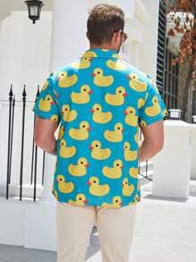 Manfinity RSRT 男士大码鴨子印花襯衫 - 黃色 - 查看 2