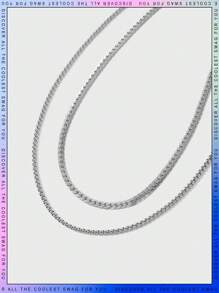 SHEIN 1pc Boys Fashion Stainless Steel Necklace For Gift - Silver - View 1