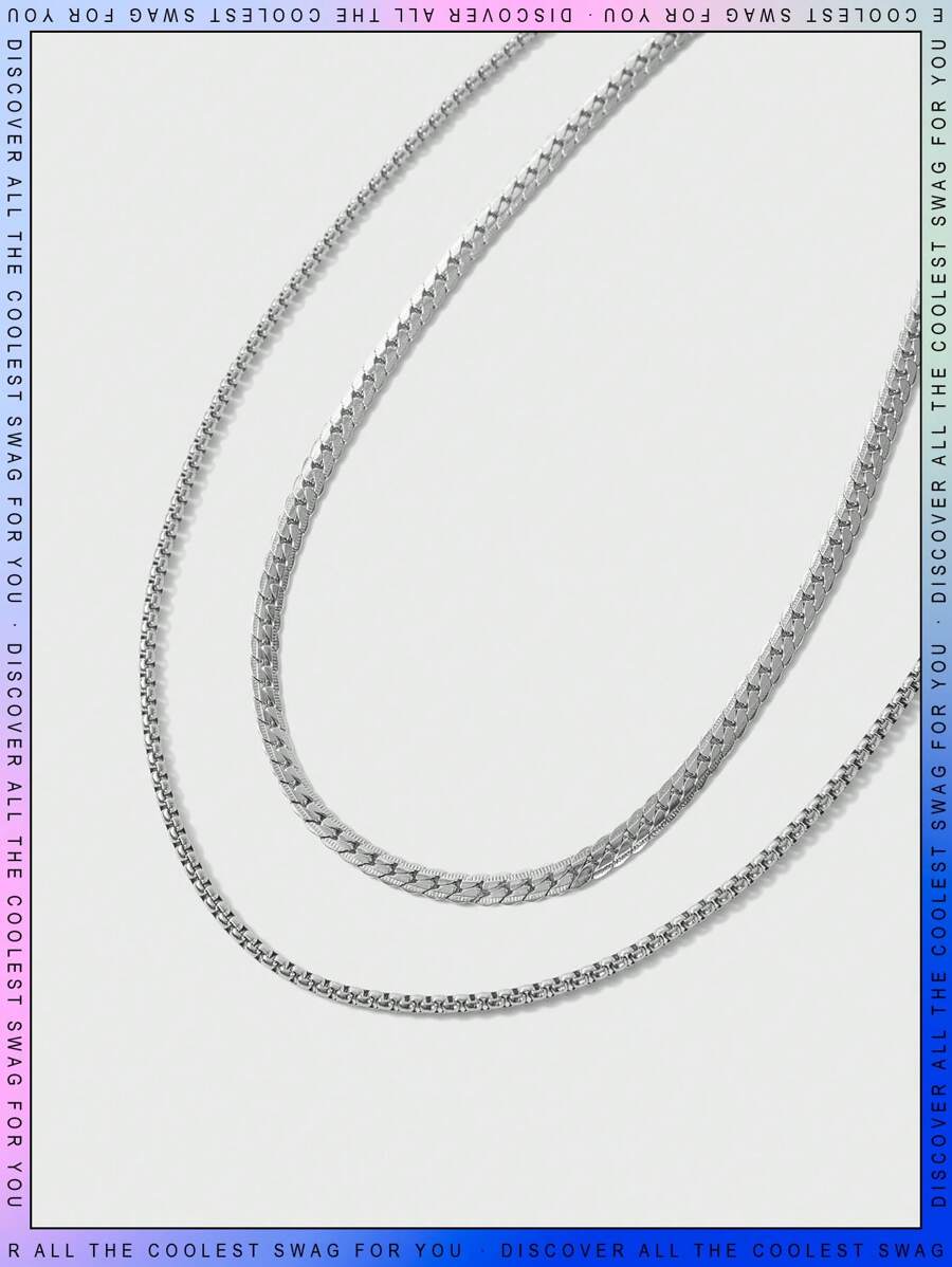 SHEIN 1pc Boys Fashion Stainless Steel Necklace For Gift - Silver - View 1