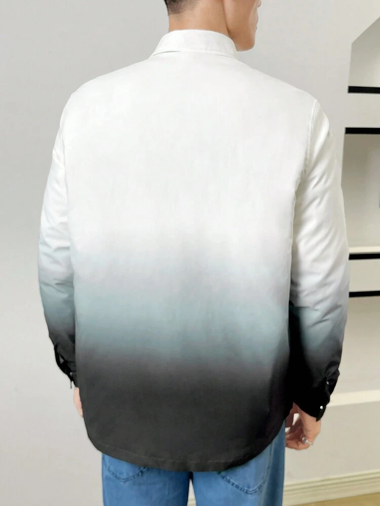Loose-Fit Men's Ombre Flap Pocket Padded Coat