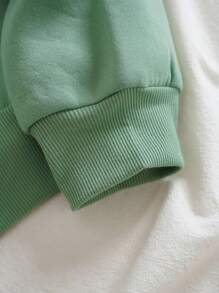 INAWLY 拉鏈開襟抽繩加絨內裏連帽衫 - 薄荷綠 - 查看 3