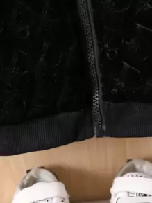 Baby Girl 1pc Letter Graphic Zip Up Bomber Jacket - Black - View 5