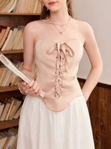 Aveloria Top Bandeau À Lacets À Ourlet Bandana