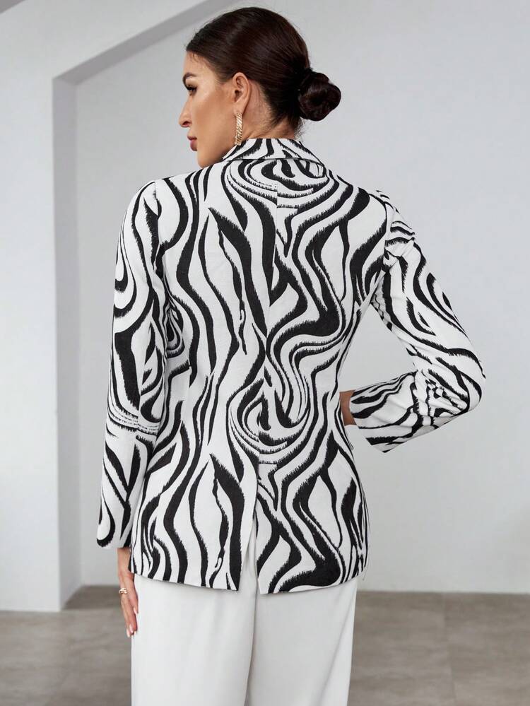 Zebra Striped Flap Detail Blazer