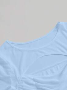 SHEIN MOD Cut Out Front Ruched Crop Tee